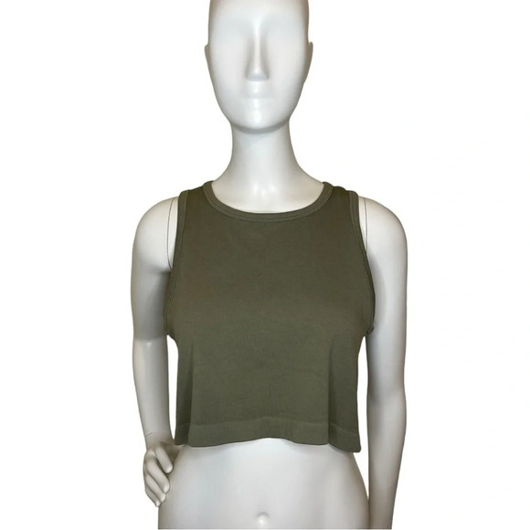 Hippie Rose Women’s Juniors’ Ribbed Smokey Olive Sleeveless Crop Tank Top XL - Picture 1 of 5